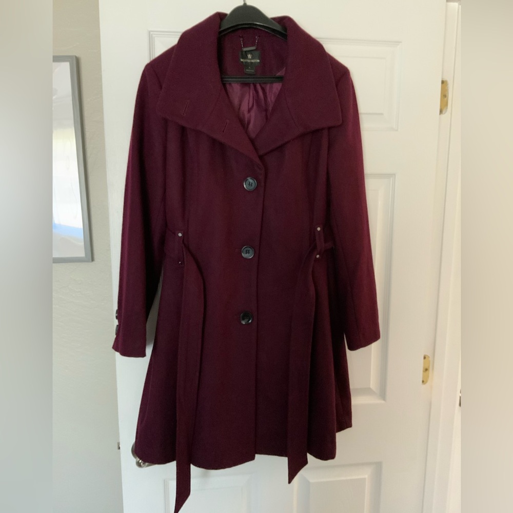 NWT black plum wool coat XL